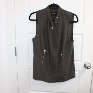 Aritzia Babaton Redford Blazer Vest Olive Green Moto Zip Utility Sleeveless 4